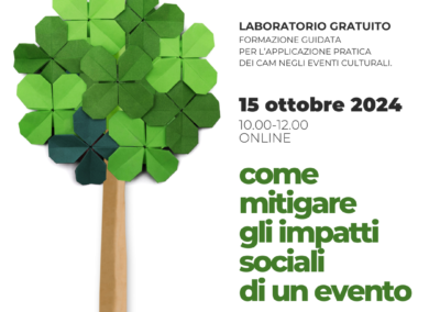 ECO PLUS. In arrivo il 15 ottobre il laboratorio gratuito “Come mitigare gli impatti sociali di un evento”